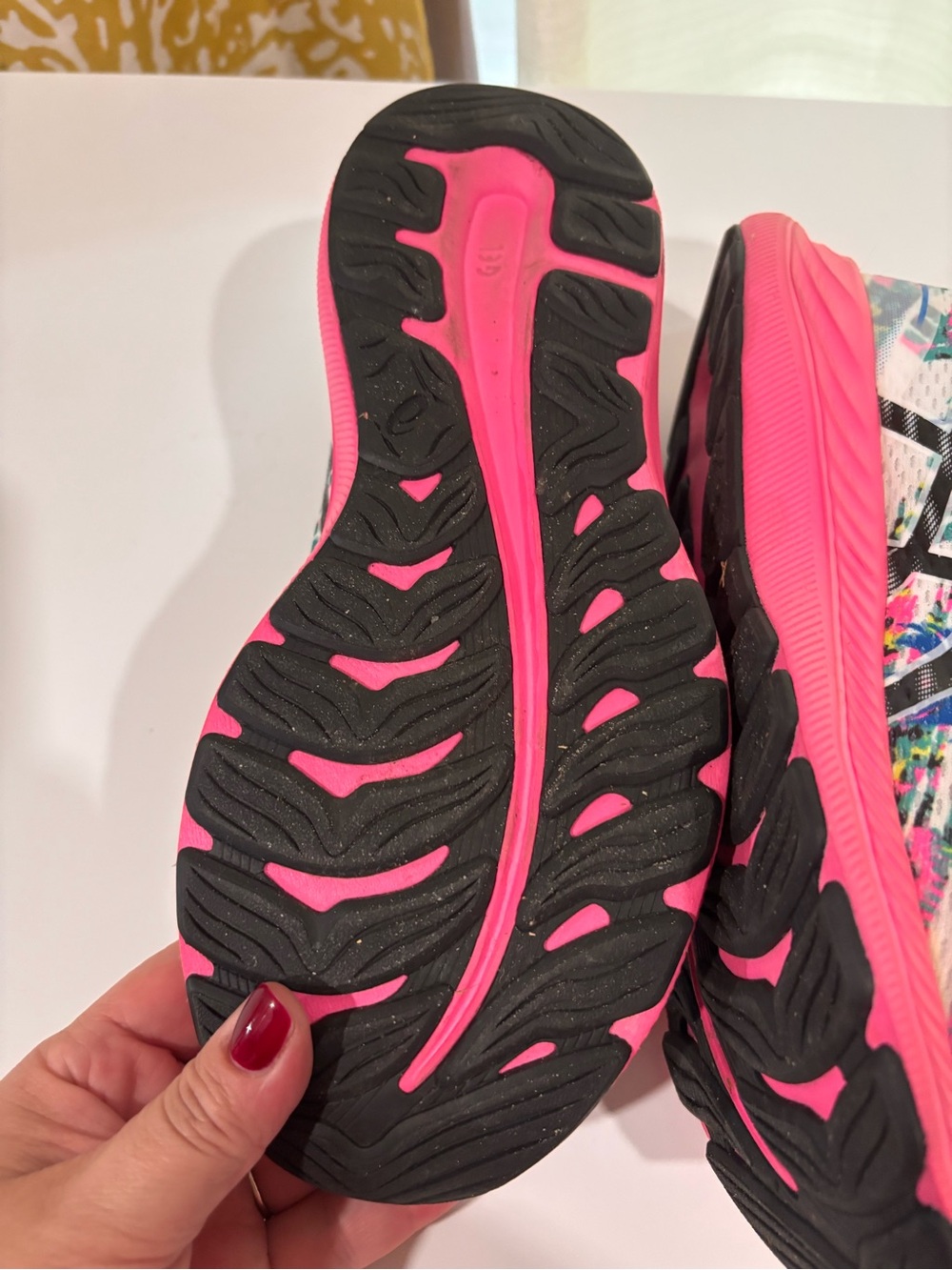 ASICS Woman White Multicolor Knit Sneakers with Neon Yellow Laces - Picture 5 of 9